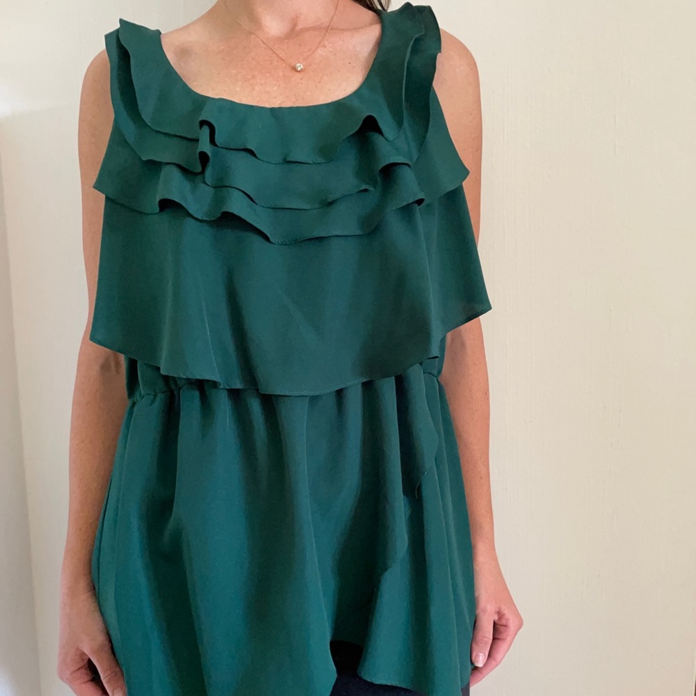 Green Ruffled Blouse